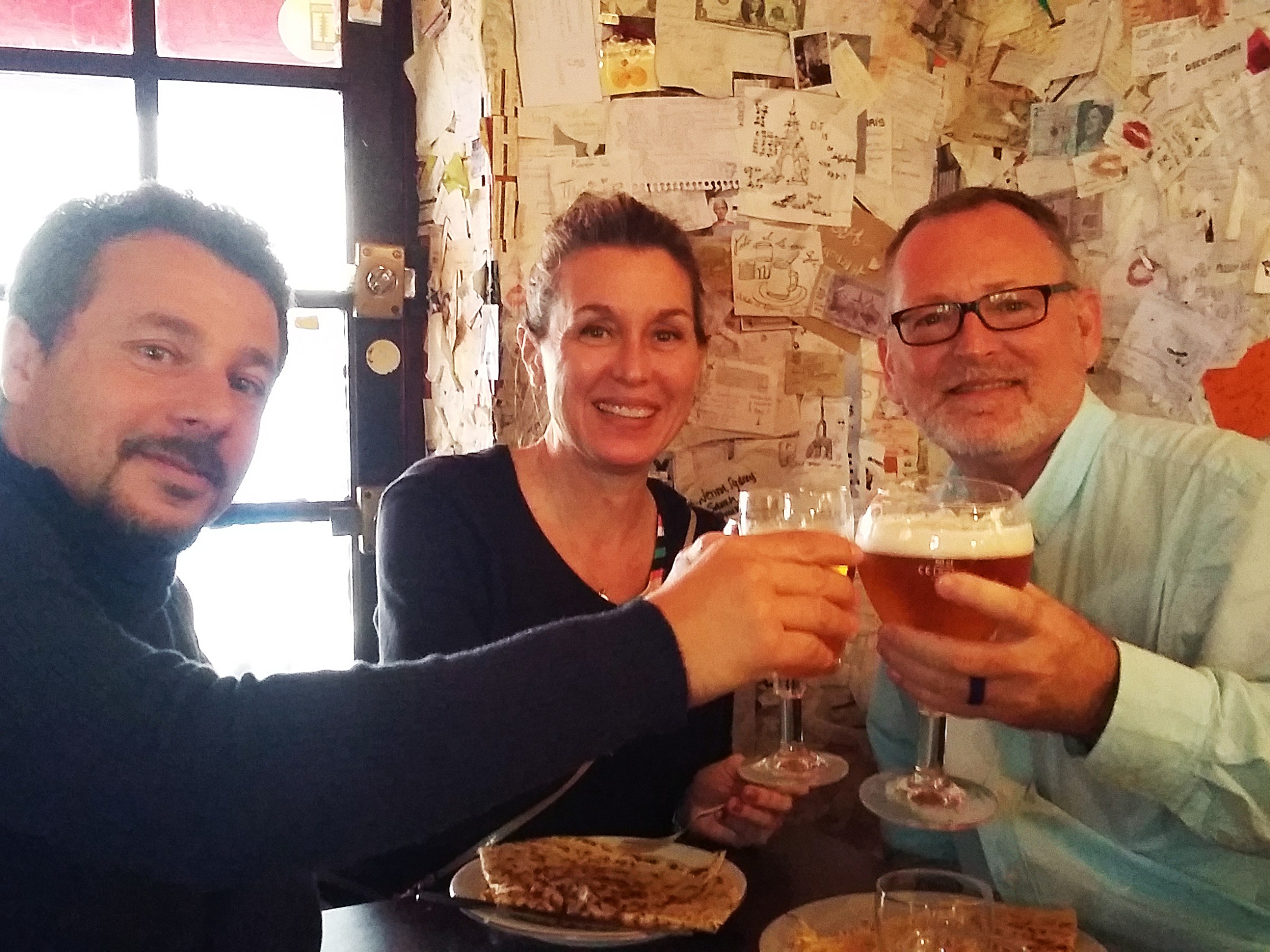 Three people drinking