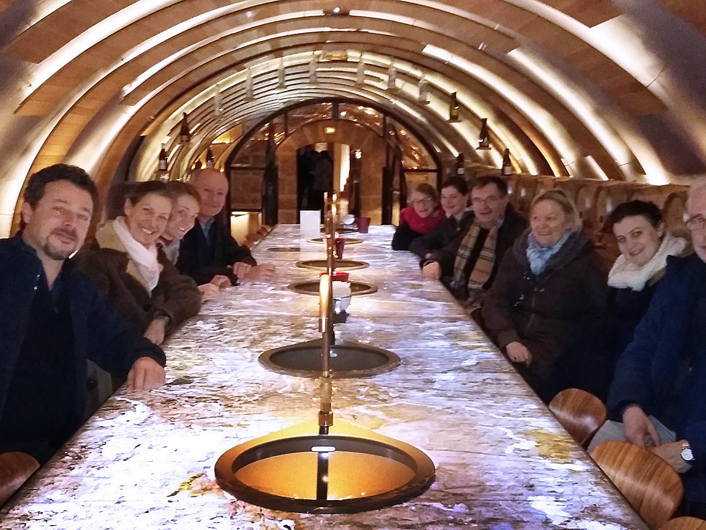 Group sitting around table on tour